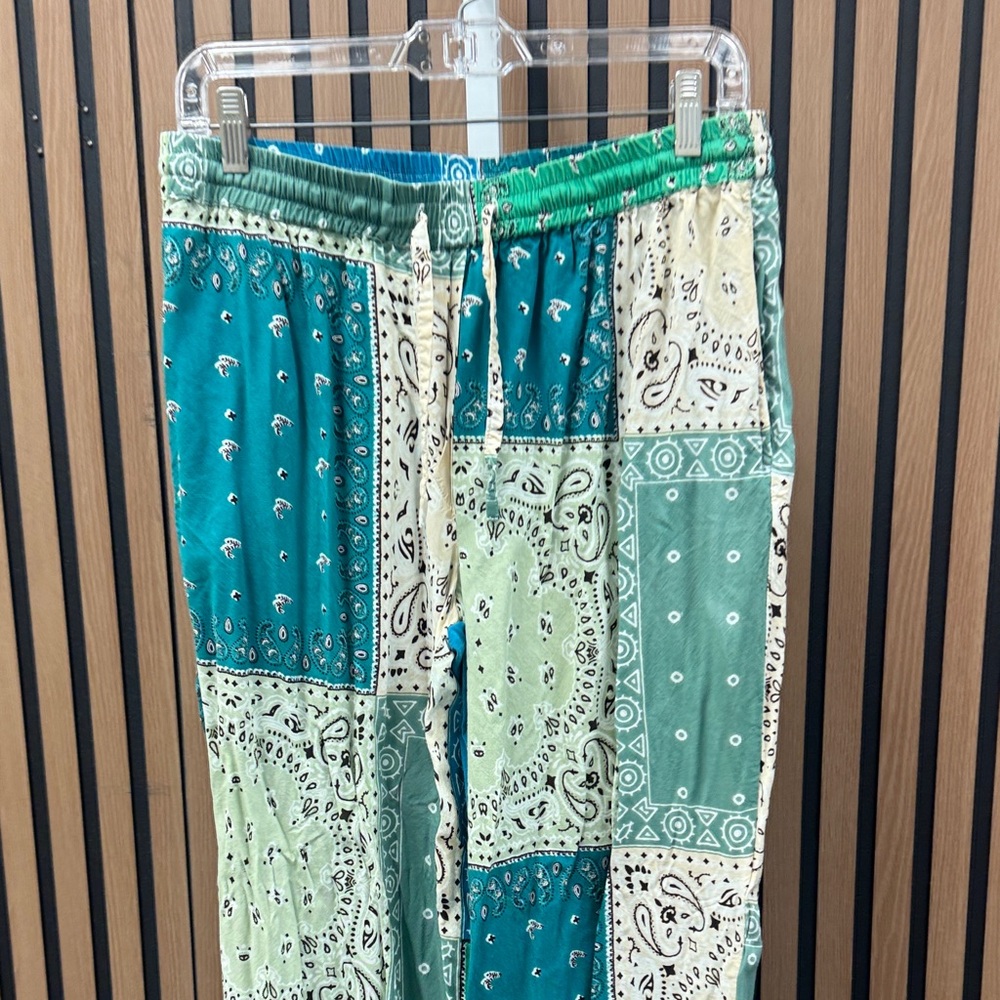 Green and Cream Patchwork Pants - image 3